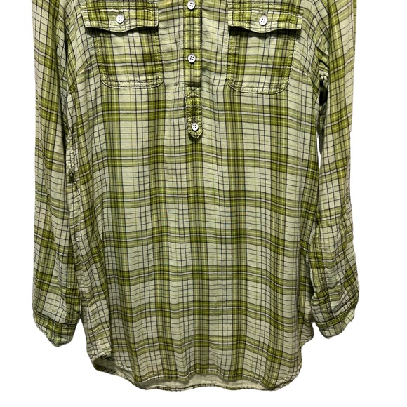 FOSSIL Green Plaid Long Sleeve Lightweight Shirt Dress Size Small - Picture 5 of 13